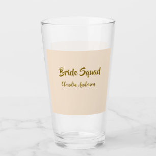 Braut-Squad-Brautjungfer-Name gold-orange-Hochzeit Glas