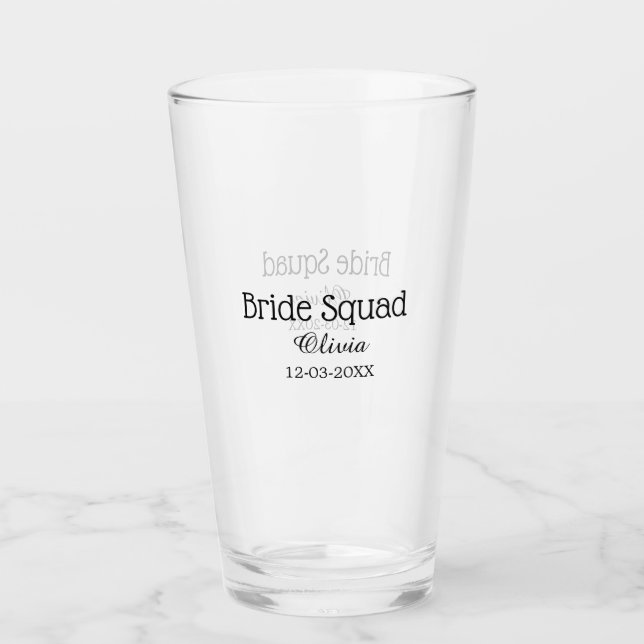 Braut Squad Brautjungfer Name Junggesellinnenabsch Glas (Vorderseite)