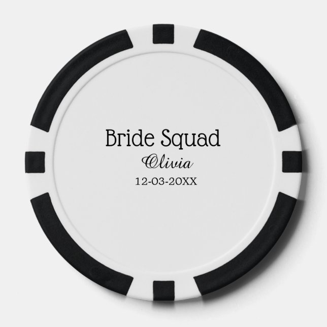 Braut Squad Brautjungfer Name Junggesellinnenabsch Pokerchips (Vorderseite)