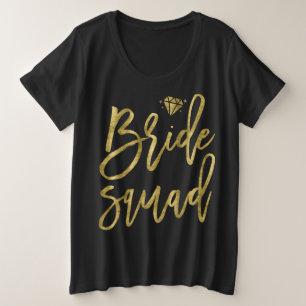 Braut-Squad-Faux-Gold Plus-Size Brilliant Schwarz Große Größe T-Shirt