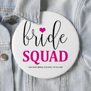 Braut-Squad Hot Pink Knopf für Brautjungfern Button