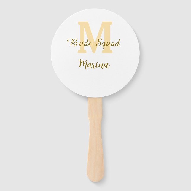 Braut-Squad-Monogramm goldene Brautparty einfach  Fächer (Vorderseite)