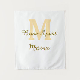 Braut-Squad-Monogramm goldene Brautparty einfach  Wandteppich