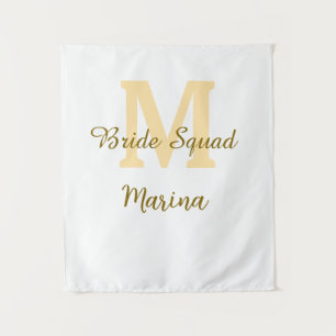 Braut-Squad-Monogramm goldene Brautparty einfach Wandteppich
