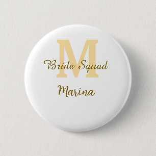 Braut-Squad-Monogramm goldene einfache Brautparty  Button