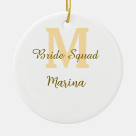 Braut-Squad-Monogramm goldene Hochzeitsparty einfa Keramik Ornament