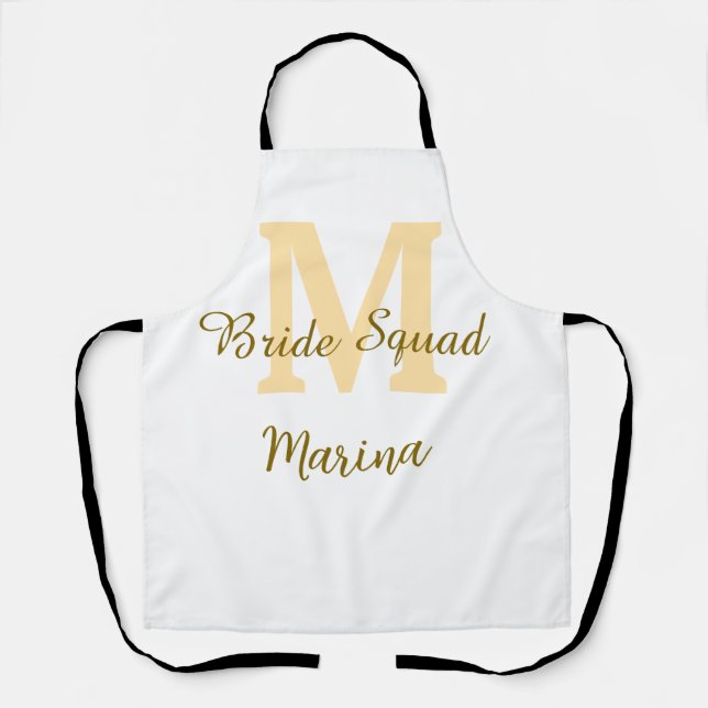 Braut-Squad-Monogramm goldene Hochzeitsparty einfa Schürze (Vorderseite)