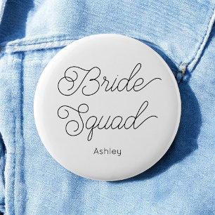 Braut Squad Schwarz Weiß Hochzeitsknopf Button