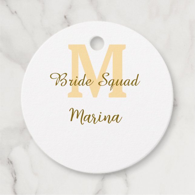 Braut-Squadron Monogramm goldene Brautparty einfac Geschenkanhänger (Vorderseite)
