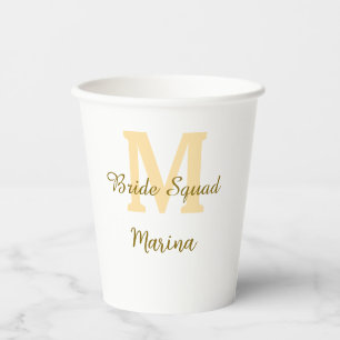 Braut-Squadron-Monogramm goldene Brautparty einfac Pappbecher