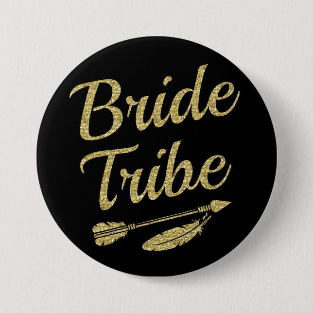 Braut-Stamm-GoldGlitzer-Brautjungfernknopf Button (Vorderseite)