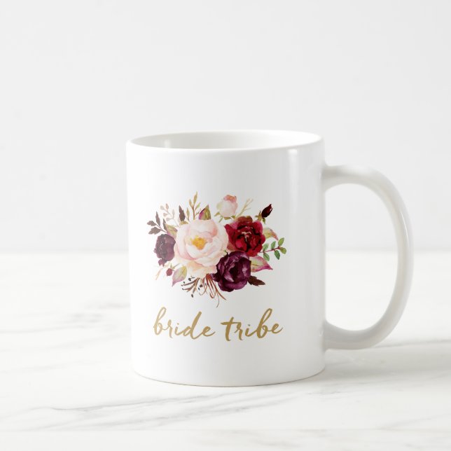Braut-Stamm-Kaffee-Tasse - mit Blumen, Rosen Tasse (Rechts)