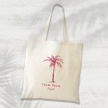 Braut Stamm Magenta Tropical Palm Tree Custom Tragetasche<br><div class="desc">Diese lustige Tropenpalmentote-Tasche mit den Worten "Brautstamm" in (Farbe des Jahres 2023) magenta ist das perfekte Brautparty für ein tropisches Strandziel oder eine Hochzeit im Freien! Personalisieren Sie es mit dem Namen Ihrer Brautjungfrau.</div>