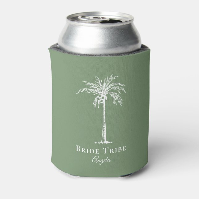 Braut Stamm Sage Green White Palm Tree Custom Dosenkühler (Kanne Rückseite)
