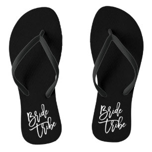 Braut-Stamm-Weiß-Skript Flip Flops