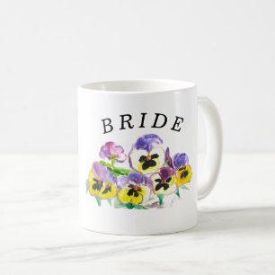 Braut Stiefmütterchen Floral Vintage Boho Hochzeit Kaffeetasse
