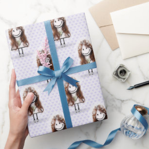 Braut-Stock-Figur in Sneakern auf Herzen  Geschenkpapier