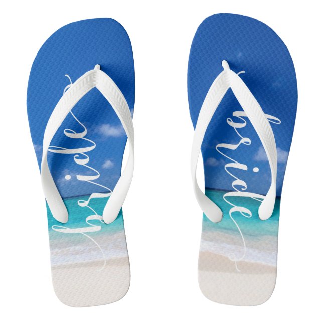 Braut Strand Hochzeit Schön Ozean Brandung Flip Flops (Fußbett)