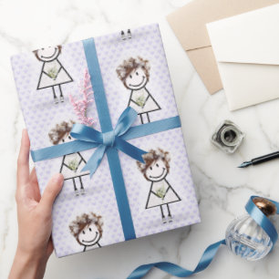 Braut-Strichgirl in Sneakern auf Herzen Geschenkpapier