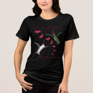 Braut T-Shirt Kolibris & Grunge-Herzen Tri-Blend Shirt