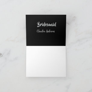 Braut Team Brautjungfer Name Silber Schwarz Hochze Dankeskarte