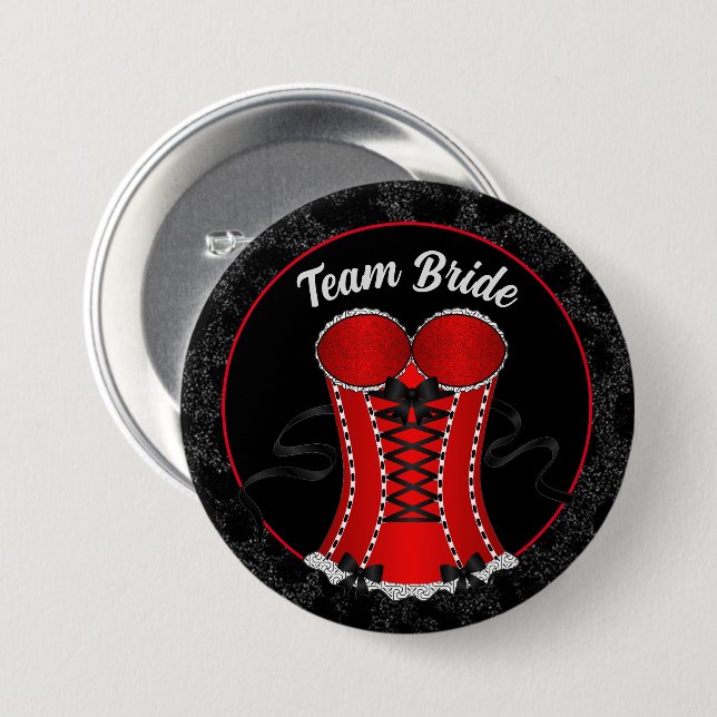 Braut-Team Flirtiger roter Korsett Button (Vorne & Hinten)