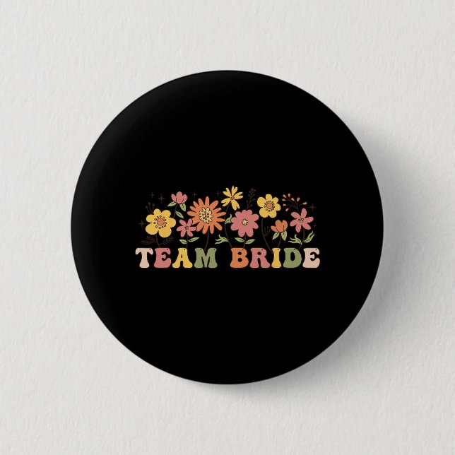 Braut-Team Floral Wilde Blumen Hochzeit Junggesell Button (Vorderseite)