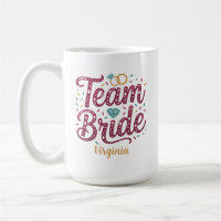 Braut-Team Glitzer Brautjungfer Geschenk Kaffeetas