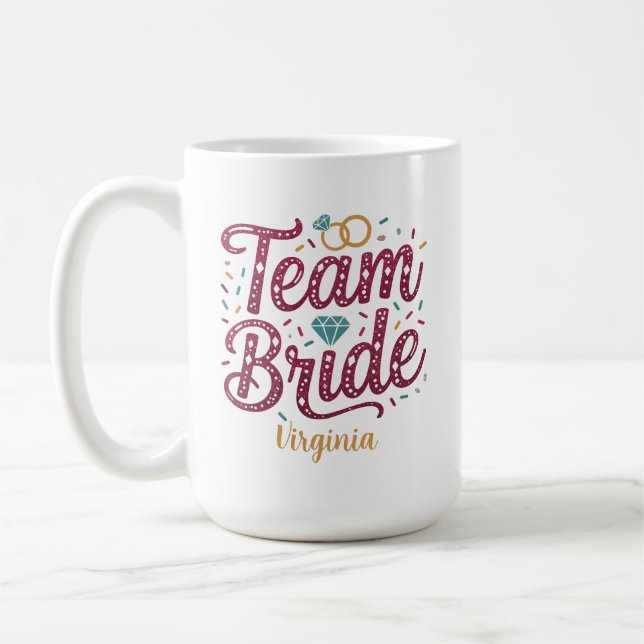 Braut-Team Glitzer Brautjungfer Geschenk Kaffeetas Kaffeetasse (Links)