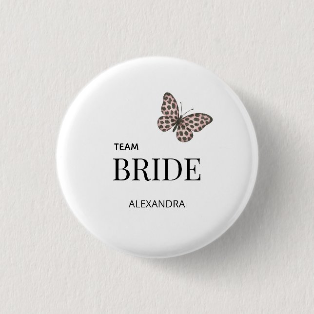 Braut-Team Personalisiertes Hochzeitsdesign Button (Vorderseite)