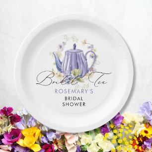 Braut Tee Lila Teekanne Brautparty Pappteller