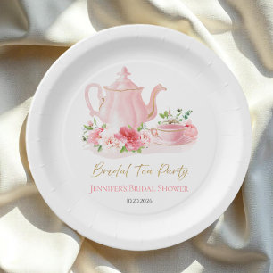 Braut-Teeparty   Vergoldete Pink-Brautparty Pappteller
