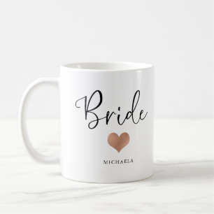 Braut   Trendige Schrift und Herz Kaffeetasse