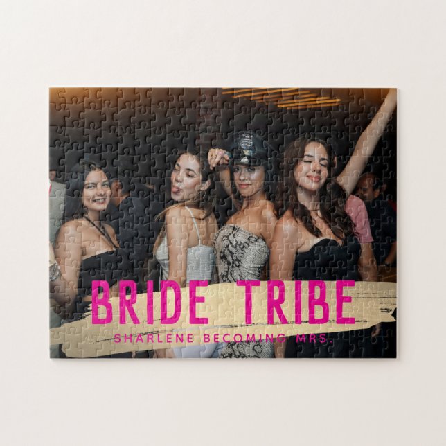 Braut Tribe Andenken Foto Brautjungfer Geschenk Puzzle (Horizontal)