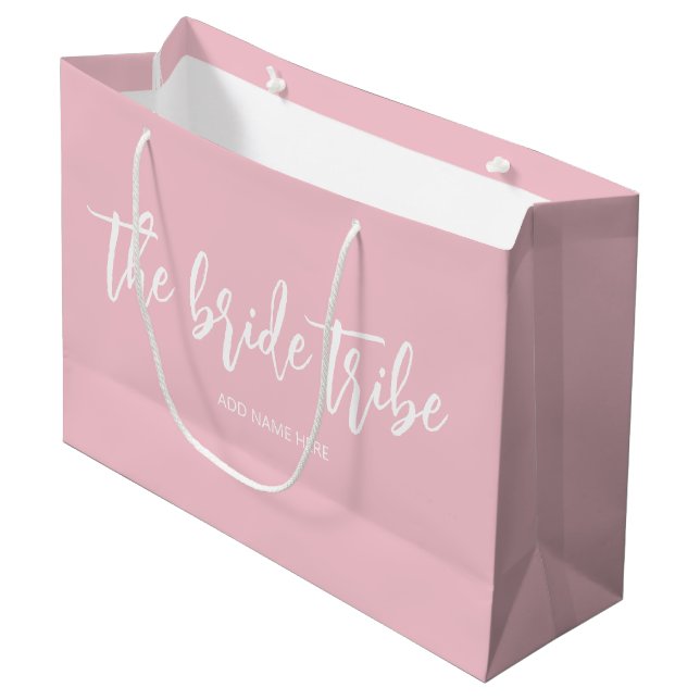 Braut Tribe Blush Rosa Hochzeit  Große Geschenktüte (Vorderseite Schrägansicht)