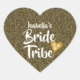 Braut Tribe Gold Datum Herz Personalisierter Glitt Herz-Aufkleber