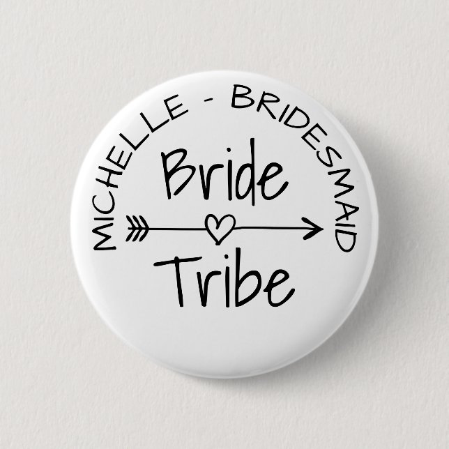 Braut Tribe Hochzeitsgesellschaft Geschenk runde N Button (Vorderseite)
