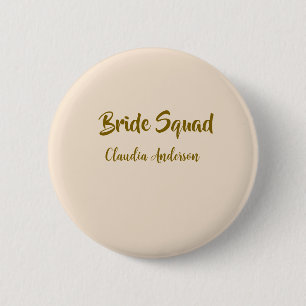 Braut-Truppe Brautjungfer Name golden orange Hochz Button
