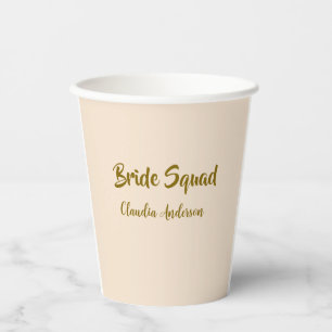 Braut-Truppe Brautjungfer Name golden orange Hochz Pappbecher