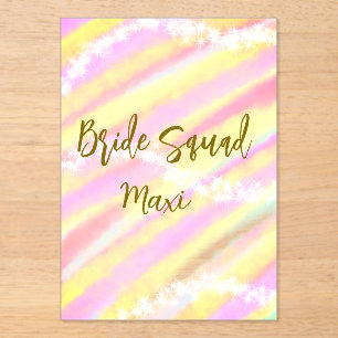 Braut-Truppe golden pastellrosa farbenfroh glänzen Acryleinladungen