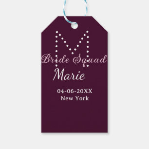 Braut-Truppe Name Monogramm Brautjungfer Mauve Geschenkanhänger