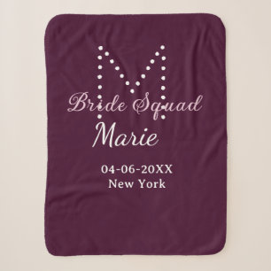 Braut-Truppe Name Monogramm Brautjungfer Mauve Sherpadecke