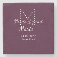 Braut-Truppe Name Monogramm Brautjungfer Mauve