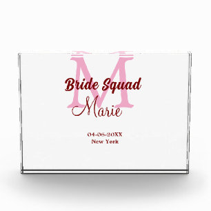 Braut-Truppe Name Monogramm Brautjungfer Pink Datu Fotoblock