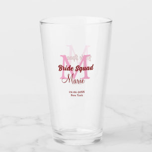 Braut-Truppe Name Monogramm Brautjungfer Pink Datu Glas