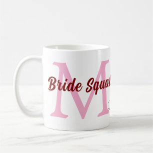 Braut-Truppe Name Monogramm Brautjungfer Pink Datu Kaffeetasse