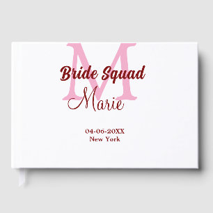 Braut-Truppe Name Monogramm Brautjungfer rosa Datu Gästebuch