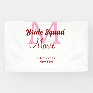 Braut-Truppe Namen-Monogramm Brautjungfer Pink Dat Banner