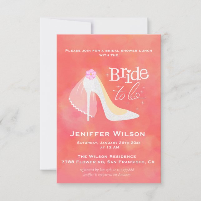 Braut um Hochzeit Brautparty High Heel Einladung (Vorderseite)