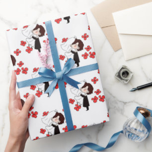 Braut und Bräuche mit Blume Geschenkpapier